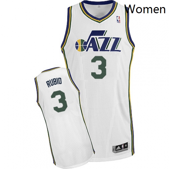 Womens Adidas Utah Jazz 3 Ricky Rubio Authentic White Home NBA Jersey