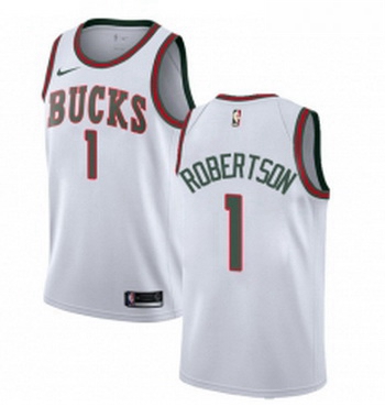 Womens Nike Milwaukee Bucks 1 Oscar Robertson Swingman White Fashion Hardwood Classics NBA Jersey