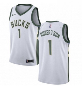 Womens Nike Milwaukee Bucks 1 Oscar Robertson Swingman White Home NBA Jersey Association Edition