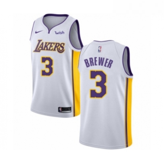 Womens Los Angeles Lakers 3 Corey Brewer Authentic White Basketball Jersey Association Edition