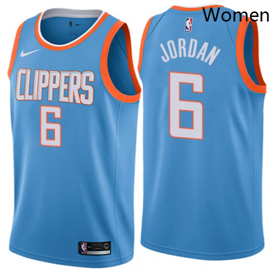 Womens Nike Los Angeles Clippers 6 DeAndre Jordan Swingman Blue NBA Jersey City Edition