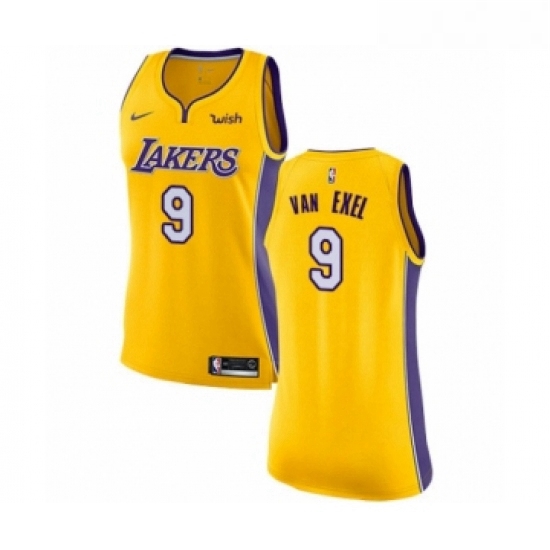 Womens Los Angeles Lakers 9 Nick Van Exel Authentic Gold Home Basketball Jersey Icon Edition