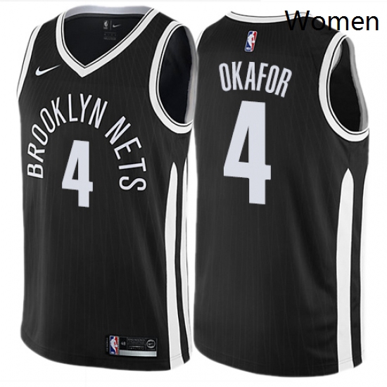 Womens Nike Brooklyn Nets 4 Jahlil Okafor Swingman Black NBA Jersey City Edition