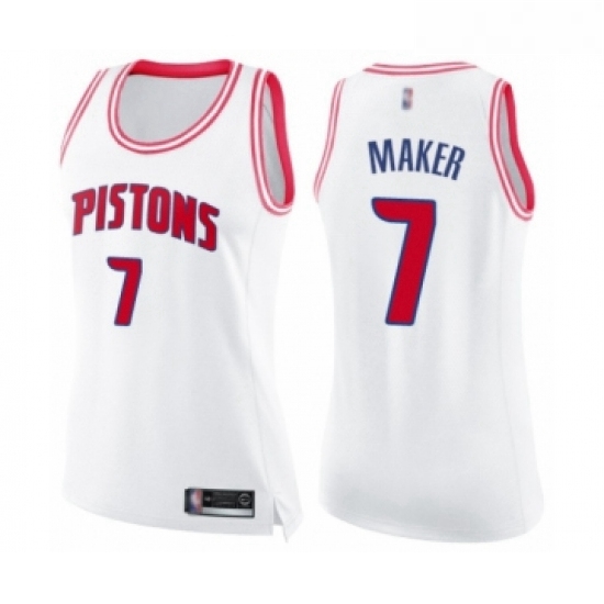 Womens Detroit Pistons 7 Thon Maker Swingman White Pink Fashion Basketball Jersey