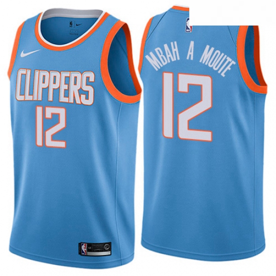 Womens Nike Los Angeles Clippers 12 Luc Mbah a Moute Swingman Blue NBA Jersey City Edition