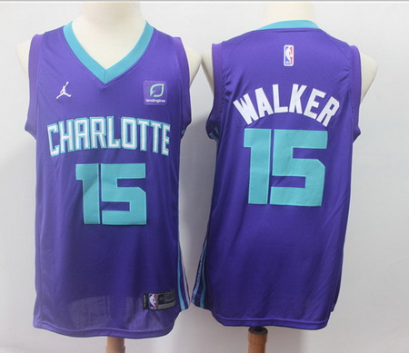 Hornets 15 Kemba Walker Purple Nike Swingman Jersey