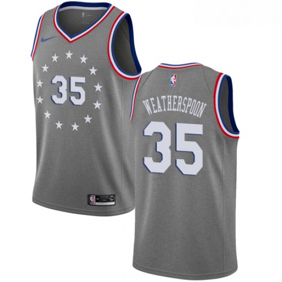 Womens Nike Philadelphia 76ers 35 Clarence Weatherspoon Swingman Gray NBA Jersey City Edition