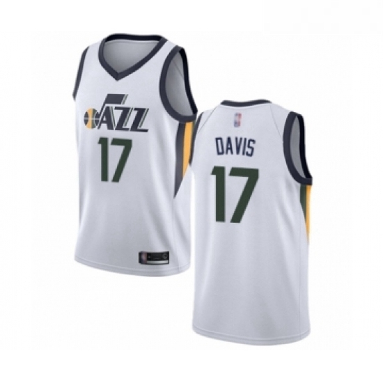 Womens Utah Jazz 17 Ed Davis Swingman White Basketball Jersey Association Edition