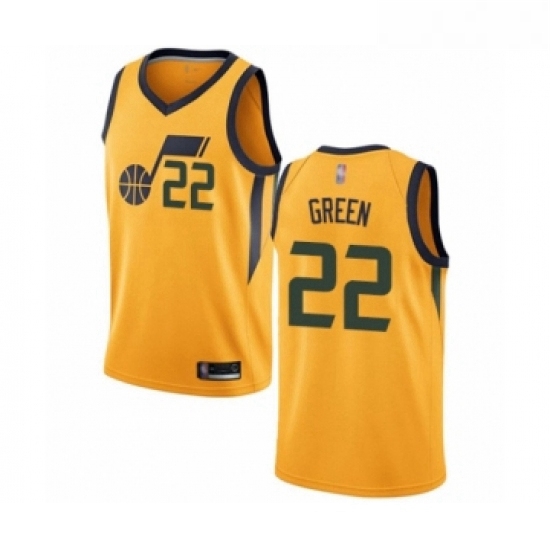 Womens Utah Jazz 22 Jeff Green Swingman Gold Basketball Jersey Statement Edition