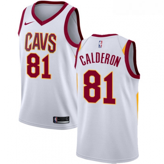 Womens Nike Cleveland Cavaliers 81 Jose Calderon Authentic White Home NBA Jersey Association Edition