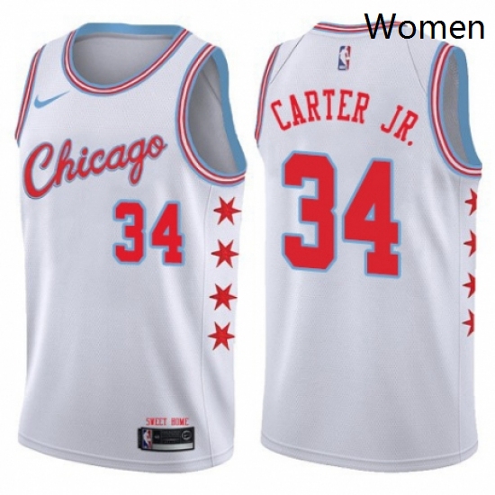 Womens Nike Chicago Bulls 34 Wendell Carter Jr Swingman White NBA Jersey City Edition