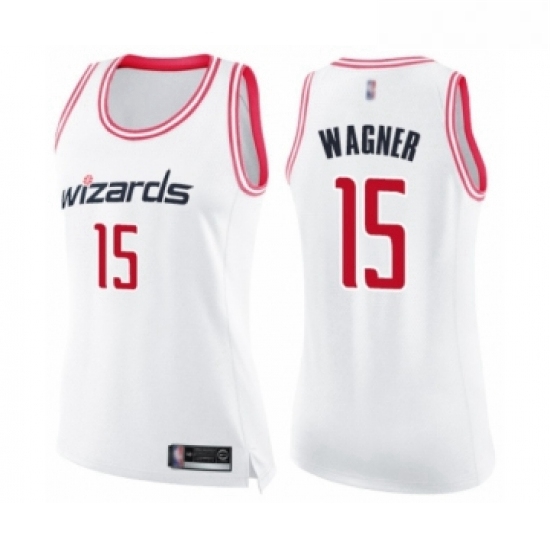 Womens Washington Wizards 15 Moritz Wagner Swingman White Pink Fashion Basketball Jersey