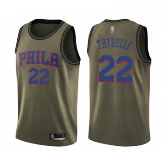 Youth Philadelphia 76ers 22 Mattise Thybulle Swingman Green Salute to Service Basketball Jersey