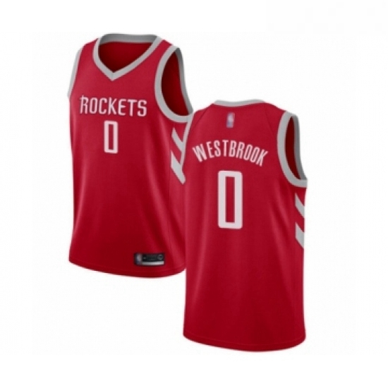 Youth Houston Rockets 0 Russell Westbrook Swingman Red Basketball Jersey Icon Edition