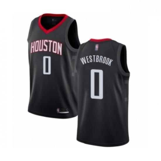 Youth Houston Rockets 0 Russell Westbrook Swingman Black Basketball Jersey Statement Edition