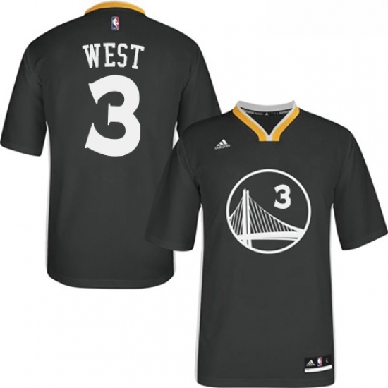 Youth Adidas Golden State Warriors 3 David West Authentic Black Alternate NBA Jersey