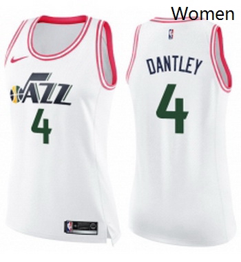 Womens Nike Utah Jazz 4 Adrian Dantley Swingman WhitePink Fashion NBA Jersey