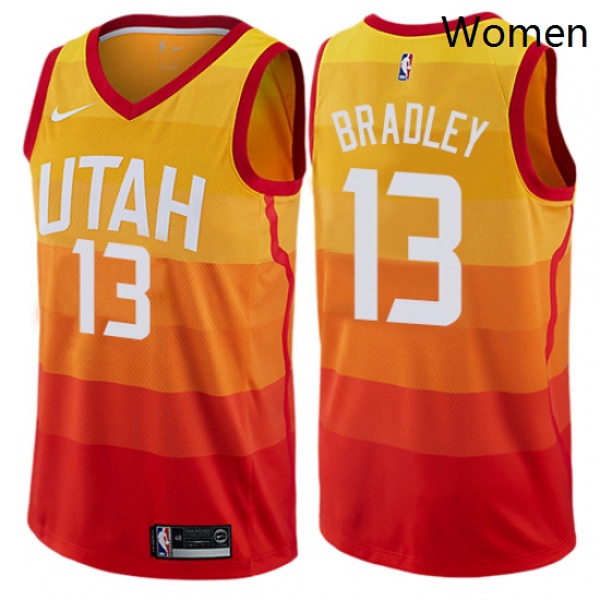 Womens Nike Utah Jazz 13 Tony Bradley Swingman Orange NBA Jersey City Edition