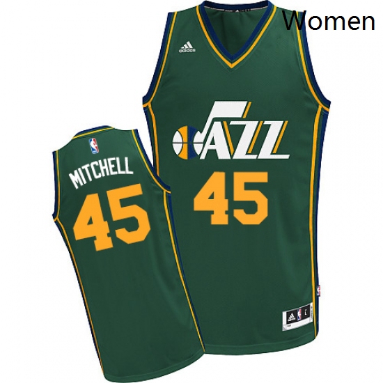 Womens Adidas Utah Jazz 45 Donovan Mitchell Swingman Green Alternate NBA Jersey