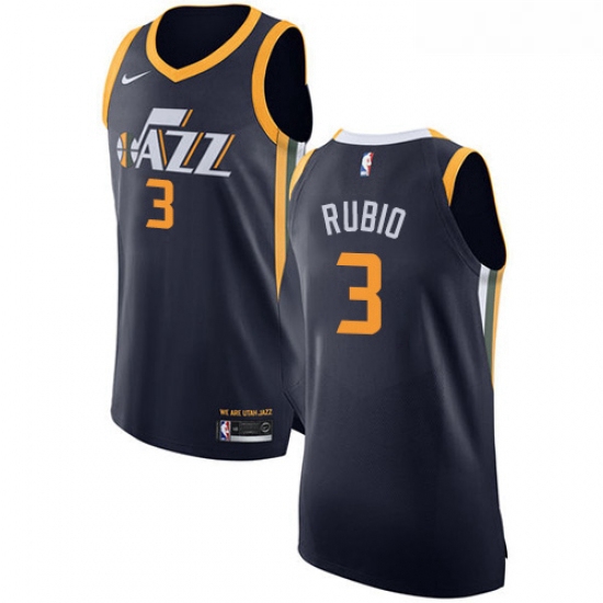 Womens Nike Utah Jazz 3 Ricky Rubio Authentic Navy Blue Road NBA Jersey Icon Edition