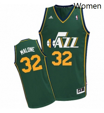 Womens Adidas Utah Jazz 32 Karl Malone Swingman Green Alternate NBA Jersey