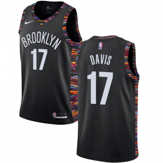 Womens Nike Brooklyn Nets 17 Ed Davis Swingman Black NBA Jersey 2018 19 City Edition