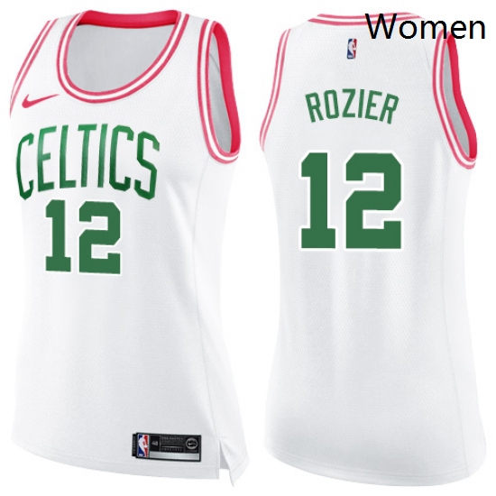 Womens Nike Boston Celtics 12 Terry Rozier Swingman WhitePink Fashion NBA Jersey