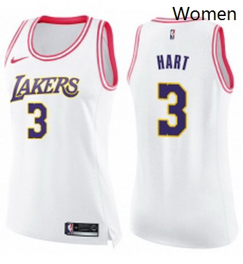 Womens Nike Los Angeles Lakers 3 Josh Hart Swingman White Pink Fashion NBA Jersey