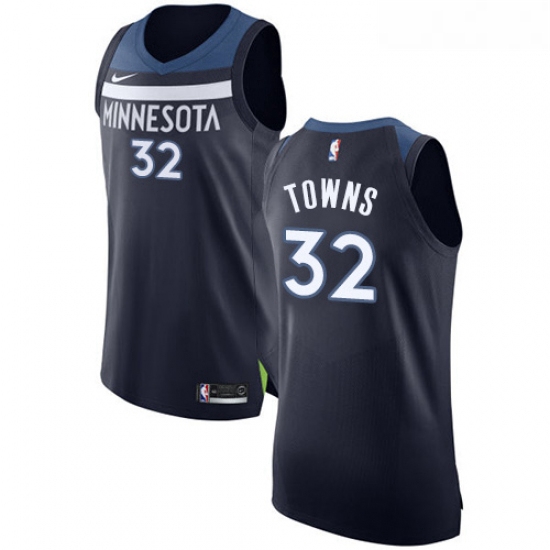 Womens Nike Minnesota Timberwolves 32 Karl Anthony Towns Authentic Navy Blue Road NBA Jersey Icon Ed