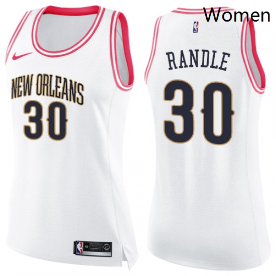 Womens Nike New Orleans Pelicans 30 Julius Randle Swingman White Pink Fashion NBA Jersey