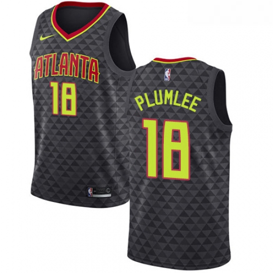 Womens Nike Atlanta Hawks 18 Miles Plumlee Swingman Black Road NBA Jersey Icon Edition