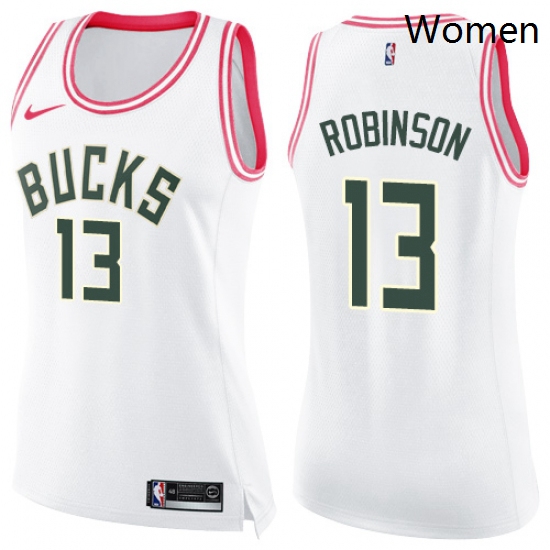 Womens Nike Milwaukee Bucks 13 Glenn Robinson Swingman WhitePink Fashion NBA Jersey