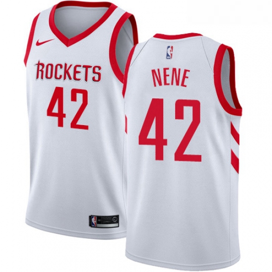 Womens Nike Houston Rockets 42 Nene Swingman White Home NBA Jersey Association Edition