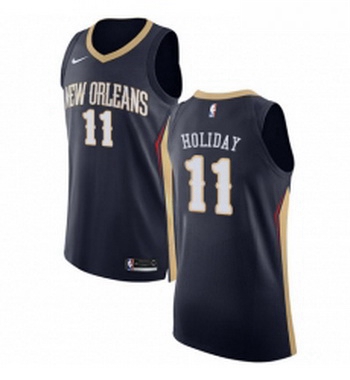 Womens Nike New Orleans Pelicans 11 Jrue Holiday Authentic Navy Blue Road NBA Jersey Icon Edition