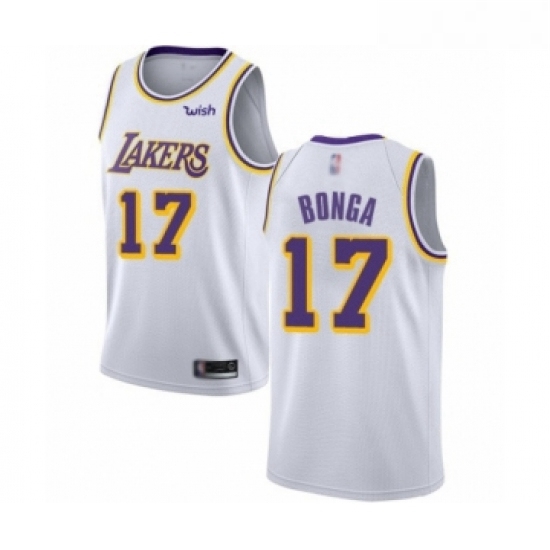 Womens Los Angeles Lakers 17 Isaac Bonga Authentic White Basketball Jersey Association Edition