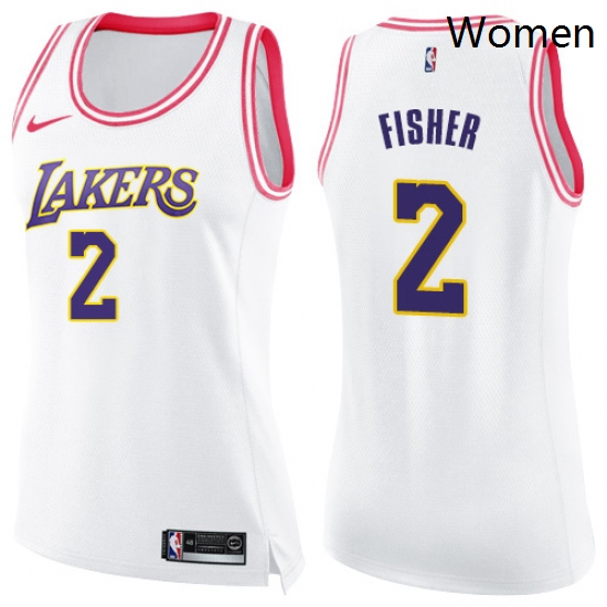 Womens Nike Los Angeles Lakers 2 Derek Fisher Swingman WhitePink