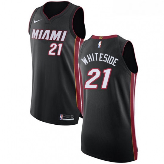 Womens Nike Miami Heat 21 Hassan Whiteside Authentic Black Road NBA Jersey Icon Edition