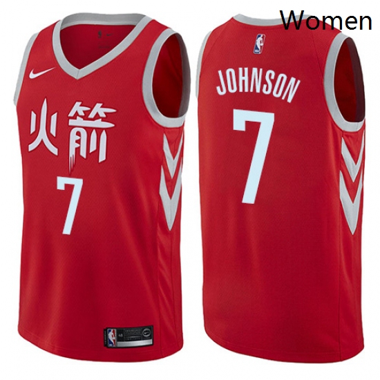 Womens Nike Houston Rockets 7 Joe Johnson Swingman Red NBA Jersey City Edition