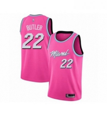 Womens Miami Heat 22 Jimmy Butler Pink Swingman Jersey Earned Edition