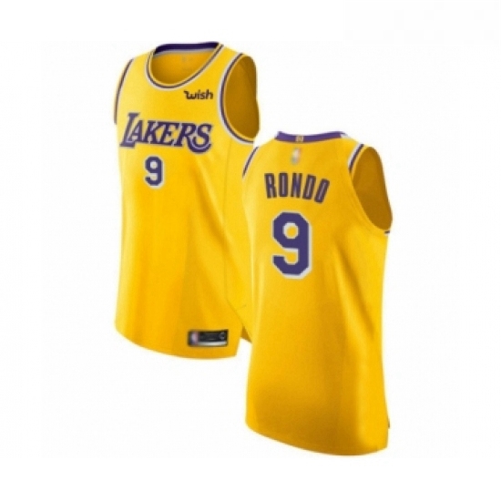 Womens Los Angeles Lakers 9 Rajon Rondo Authentic Gold Basketball Jersey Icon Edition