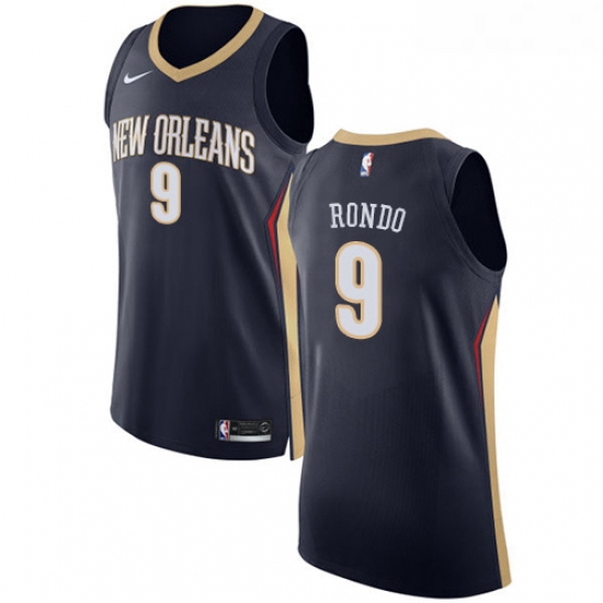 Womens Nike New Orleans Pelicans 9 Rajon Rondo Authentic Navy Blue Road NBA Jersey Icon Edition