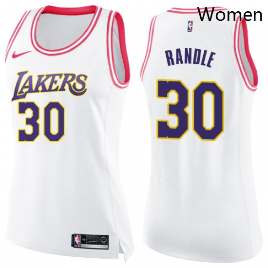 Womens Nike Los Angeles Lakers 30 Julius Randle Swingman WhitePink Fashion NBA Jersey