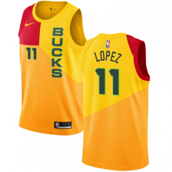 Womens Nike Milwaukee Bucks 11 Brook Lopez Swingman Yellow NBA Jersey City Edition