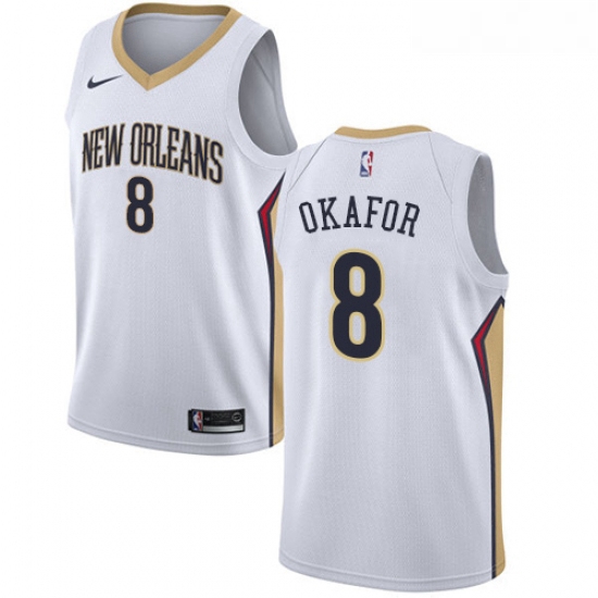 Womens Nike New Orleans Pelicans 8 Jahlil Okafor Swingman White NBA Jersey Association Edition