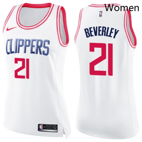 Womens Nike Los Angeles Clippers 21 Patrick Beverley Swingman WhitePink Fashion NBA Jersey