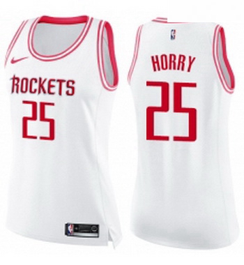 Womens Nike Houston Rockets 25 Robert Horry Swingman WhitePink Fashion NBA Jersey