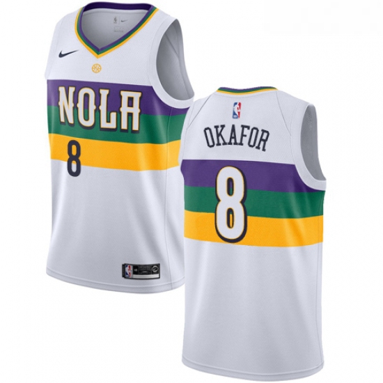 Womens Nike New Orleans Pelicans 8 Jahlil Okafor Swingman White NBA Jersey City Edition