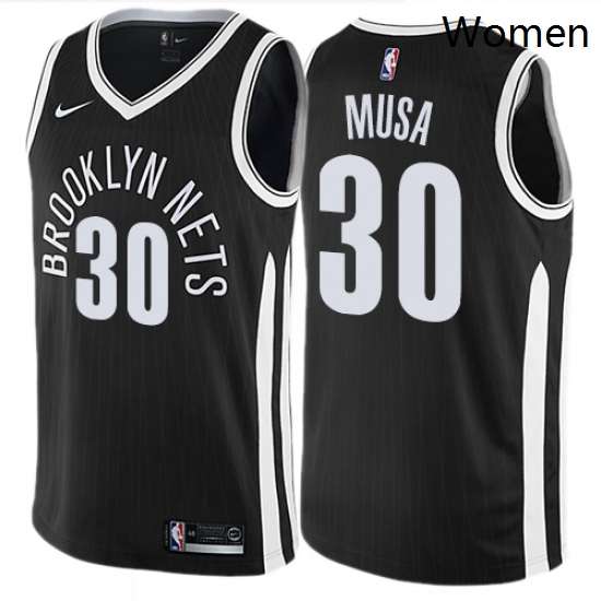 Womens Nike Brooklyn Nets 30 Dzanan Musa Swingman Black NBA Jersey City Edition