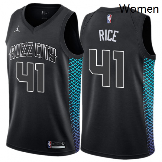 Womens Nike Jordan Charlotte Hornets 41 Glen Rice Swingman Black NBA Jersey City Edition