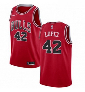 Womens Nike Chicago Bulls 42 Robin Lopez Swingman Red Road NBA Jersey Icon Edition